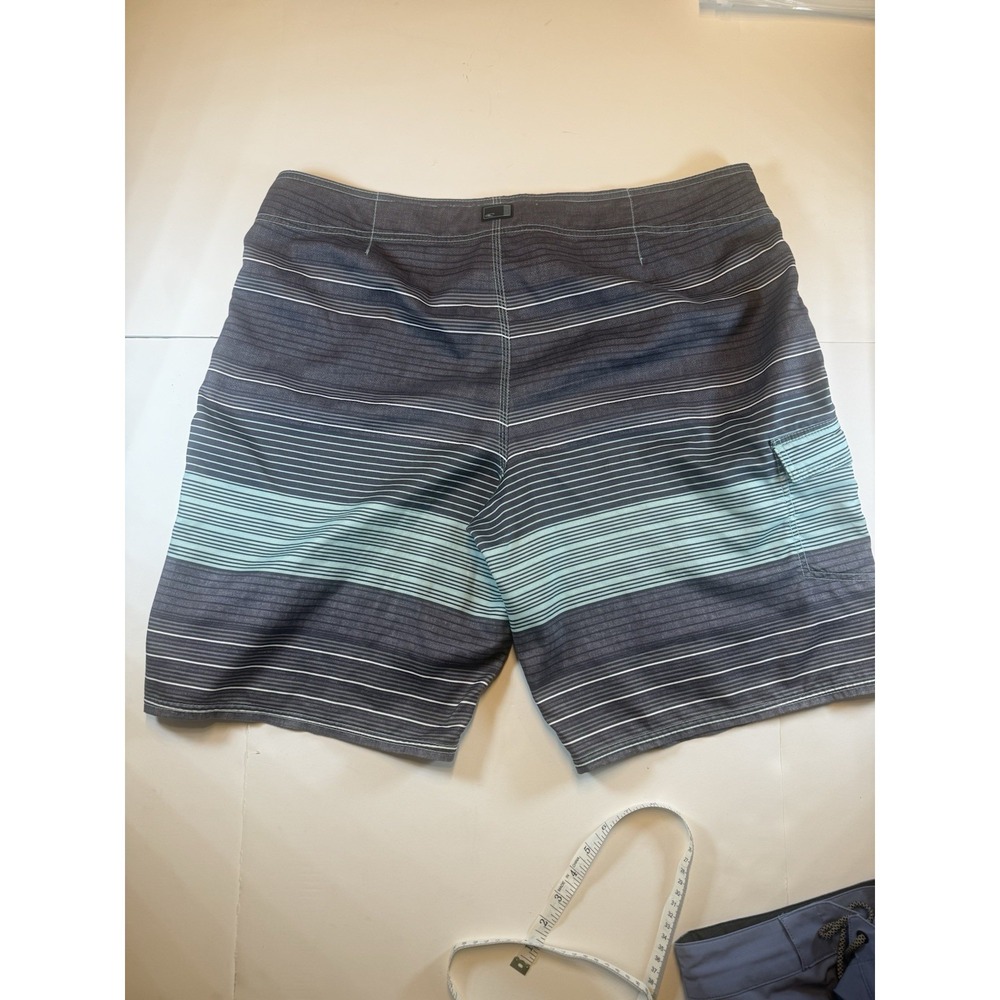 O Neill Mens Board Shorts 40 Grey/BLK/Blue Striped Drawstring Cargo Pocket - Picture 6 of 6